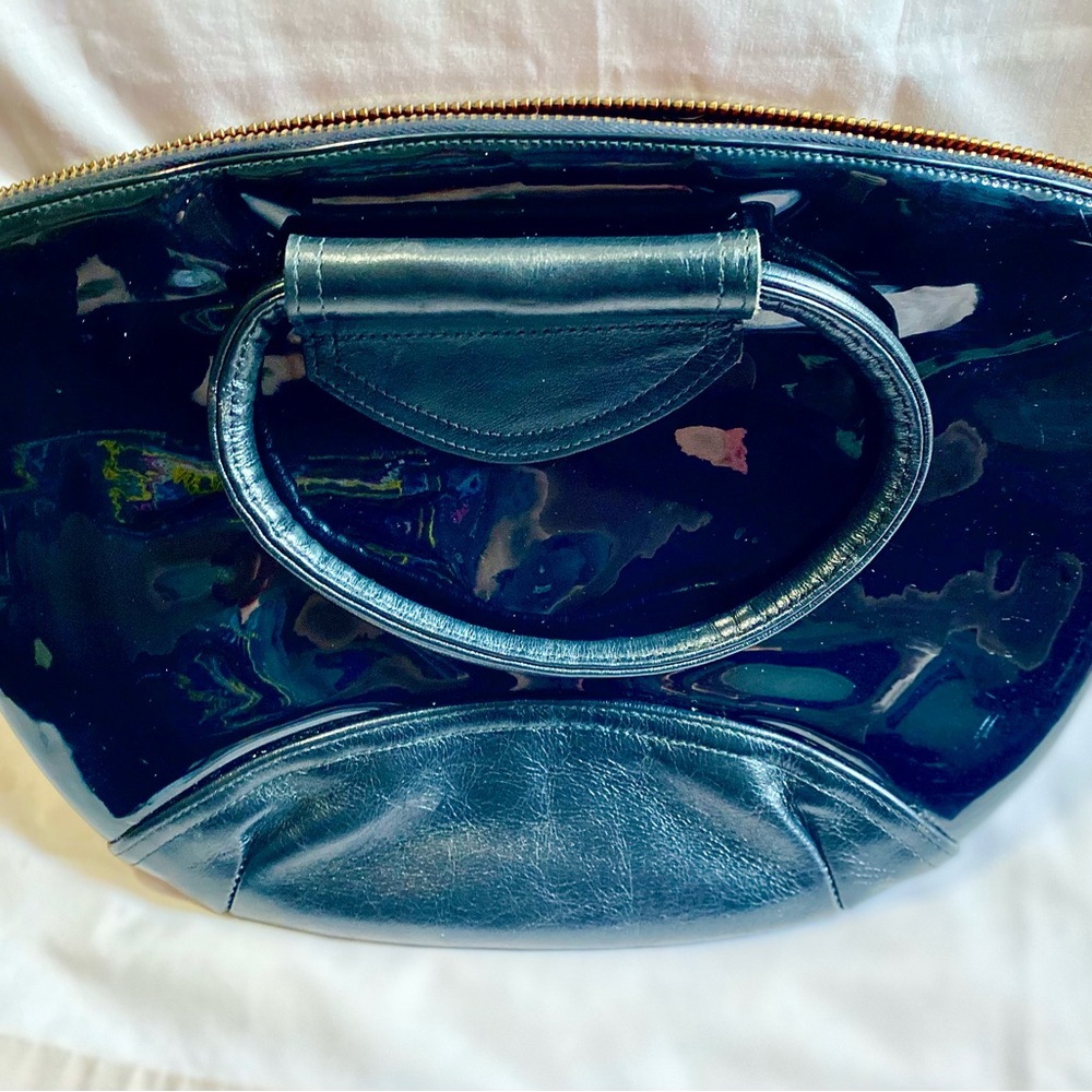 Ruth Saltz Vintage Black Faux Patent Purse 1970
